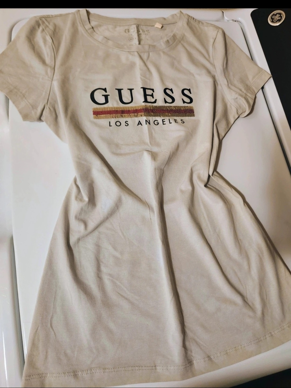 GUESS Los Angeles Cream Logo T-Shirt
